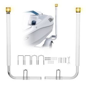 Boat Trailer Guide, 46 in with LED Light Trailer Guide Poles, 2PCS High-Hardness Steel Guide-Ons, Wide Adjustable Trailers Guides with PVC Pipes