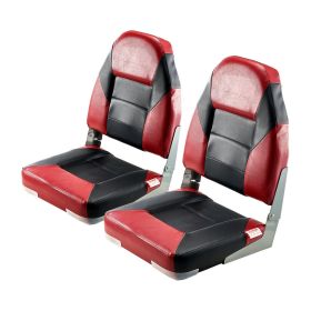 Boat Seat, High Backrest, Folding Fishing Boat Seat with Thickened Sponge Cushion & Waterproof PVC Leather, Aluminum Alloy Hinges