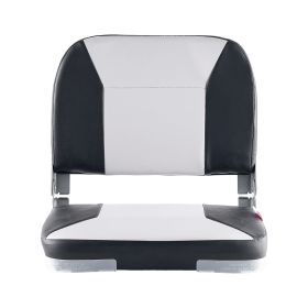 Boat Seat, Low Backrest, Folding Fishing Boat Seat with Thickened Sponge Cushion & Waterproof PVC Leather, Aluminum Alloy Hinges