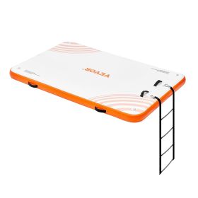 Inflatable Floating Dock, 8 x 5FT Inflatable Dock Platform, Non-Slip Water Floating Dock Mat with Portable Carrying Bag & Detachable Ladder